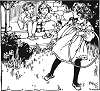 Children pouting as a young girl encourages them to come play with her.