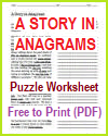 Anagrams Story Puzzle Worksheet Anagrams Story Puzzle Worksheet