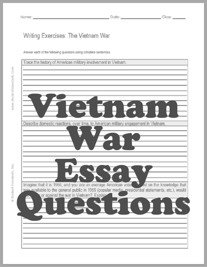 Vietnam War Essay Questions - Free to print (PDF file).