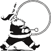Santa Claus beating a large drum while marching. JPG PNG SVG