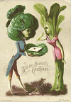 "With the Season's Greetings" Lettuce Couple Victorian Christmas Card - Free JPG, PNG, SVG