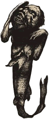 Fiji or Feejee mermaid, a con by P.T. Barnum in 1842. JPG PNG SVG
