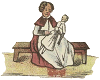 nineteenth-century girl sitting on a bench and playing with her doll