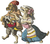 silly dog couple dressed up as people - vector jpg png svg