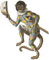 antique harlequin monkey image