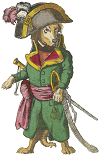 funny dog dressed up as an early nineteenth-century lancer