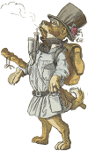traveling dog with a pipe - vector picture