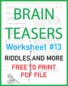 Brain Teasers Worksheet #13 Brain Teasers Worksheet #13