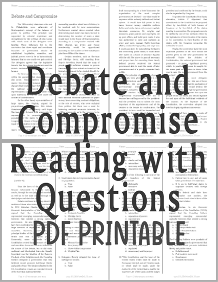 Debate and Compromise - Free Printable American History Reading with Questions for Grades 9-12