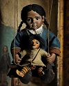 Girl with toy marionette