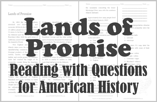 Lands of Promise - Free printable high school United States History reading with questions (PDF file).