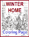 Winter Home Coloring Page Winter Home Coloring Page