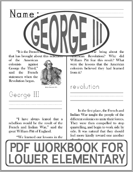 George III and the American Revolution - Free printable workbook for lower elementary.
