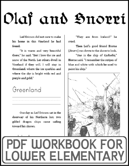 Olaf and Snorri Workbook for Kids - Free to print (PDF file). Vikings in Greenland and North America.