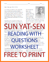 Sun Yat-sen Reading Worksheet Sun Yat-sen Reading Worksheet