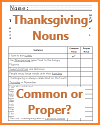 Thanksgiving Nouns Common or Proper Worksheet (Grades 1-3) Thanksgiving Nouns Common or Proper Worksheet (Grades 1-3)