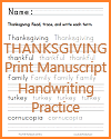 Thanksgiving Terms Print Manuscript Handwriting Practice Worksheet Thanksgiving Terms Print Manuscript Handwriting Practice Worksheet