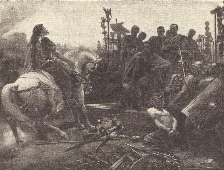 Vercingetorix (ca. 82-46 B.C.E.) of Gaul (France) before Caesar. Painting by Royer.