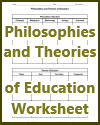 Philosophies and Theories of Education Worksheet Teaching philosophies blank chart worksheet.