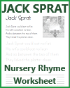 Jack Sprat Nursery Rhyme Worksheet Jack Sprat Nursery Rhyme Worksheet