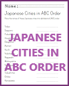 Japanese Cities in ABC Order Worksheet Japanese Cities in ABC Order Worksheet