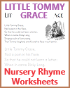Little Tommy Grace Nursery Rhyme Worksheets Little Tommy Grace Nursery Rhyme Worksheets