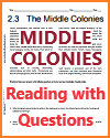 Middle Colonies Reading with Questions Middle Colonies Reading Worksheet for United States History