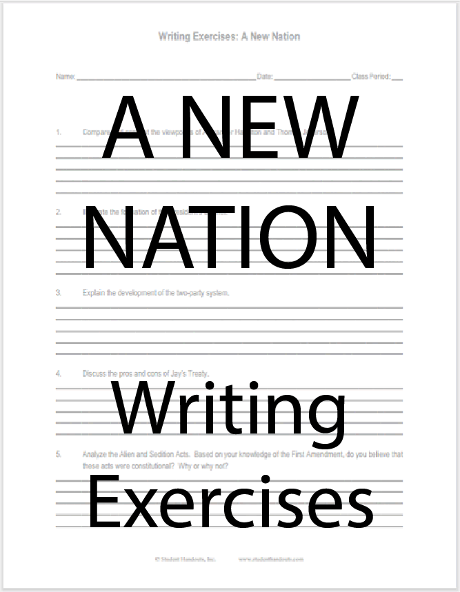 A New Nation Essay Questions - Worksheet is free to print (PDF file). For high school United States History students.