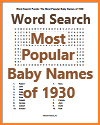 1930 Baby Names Word Search Puzzle 1930 Baby Names Word Search Puzzle
