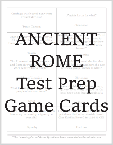 Ancient Rome Review Game Cards - Free to print (PDF file).