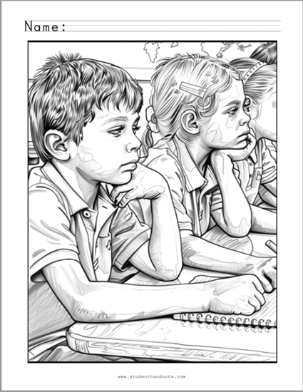 End of the School Year Coloring Page - Free to print (PDF file). For grades two and up.