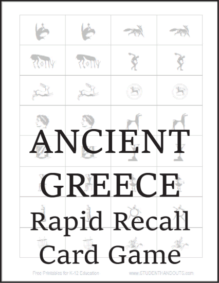 Ancient Greece Matching Card Game - Free to print. PDF file.