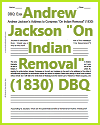 Andrew Jackson "On Indian Removal" (1830) DBQ Worksheet