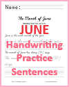 June Handwriting Practice Sentences Worksheet June Handwriting Practice Sentences Worksheet