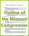 Missouri Compromise Printable Outline Missouri Compromise Printable Outline