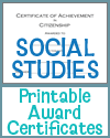 Social Studies Printable Award Certificates Social Studies Printable Award Certificates