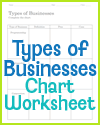 Types of Businesses Blank Chart Worksheet