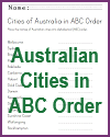 Australian Cities in ABC Order Worksheet Australian Cities in ABC Order Worksheet