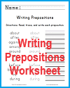 Writing Prepositions Worksheet Writing Prepositions Worksheet