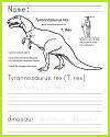 Tyrannosaurus Rex Coloring and Writing Sheet Tyrannosaurus Rex Coloring and Writing Sheet