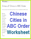 Chinese Cities in ABC Order Worksheet Chinese Cities in ABC Order Worksheet