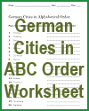 German Cities in ABC Order Worksheet German Cities in ABC Order Worksheet