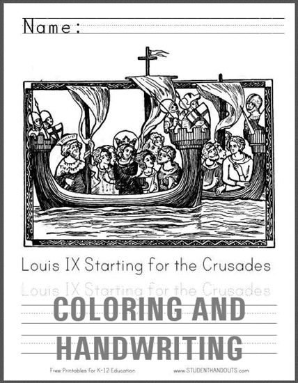 Louis IX Starting for the Crusades - Free Printable Coloring Page for Kids