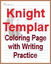 Knight Templar Coloring Page with Writing Practice Knight Templar Coloring Page with Writing Practice