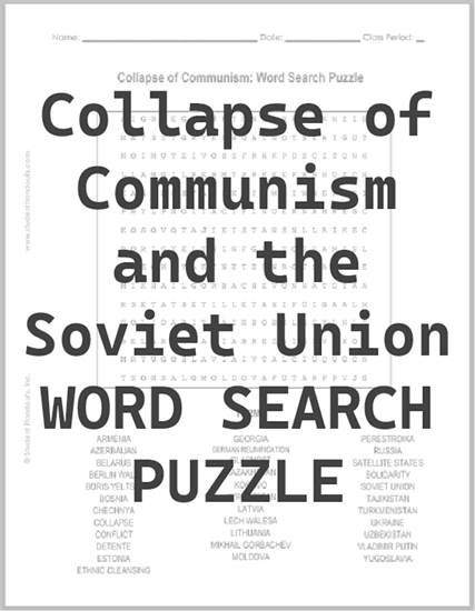 Collapse of Communism Word Search Puzzle - Free to print (PDF file).