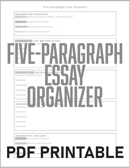 Five-Paragraph Essay Organizer - Free to print (PDF file).