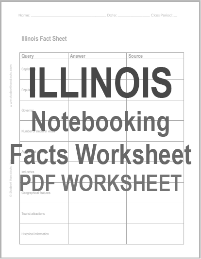 Illinois DIY Facts Worksheet - Free to print (PDF file).