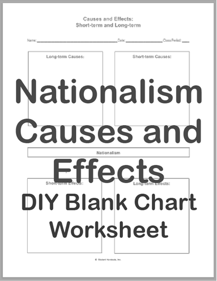 Global Nationalism Causes and Effects DIY Blank Chart Worksheet - Free to print (PDF file).