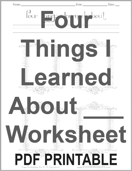 Four things I learned about writing worksheet - Free to print (PDF file).