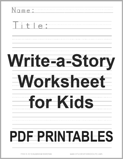 Write-a-Story Worksheet for Kids - Free to print (PDF file).
